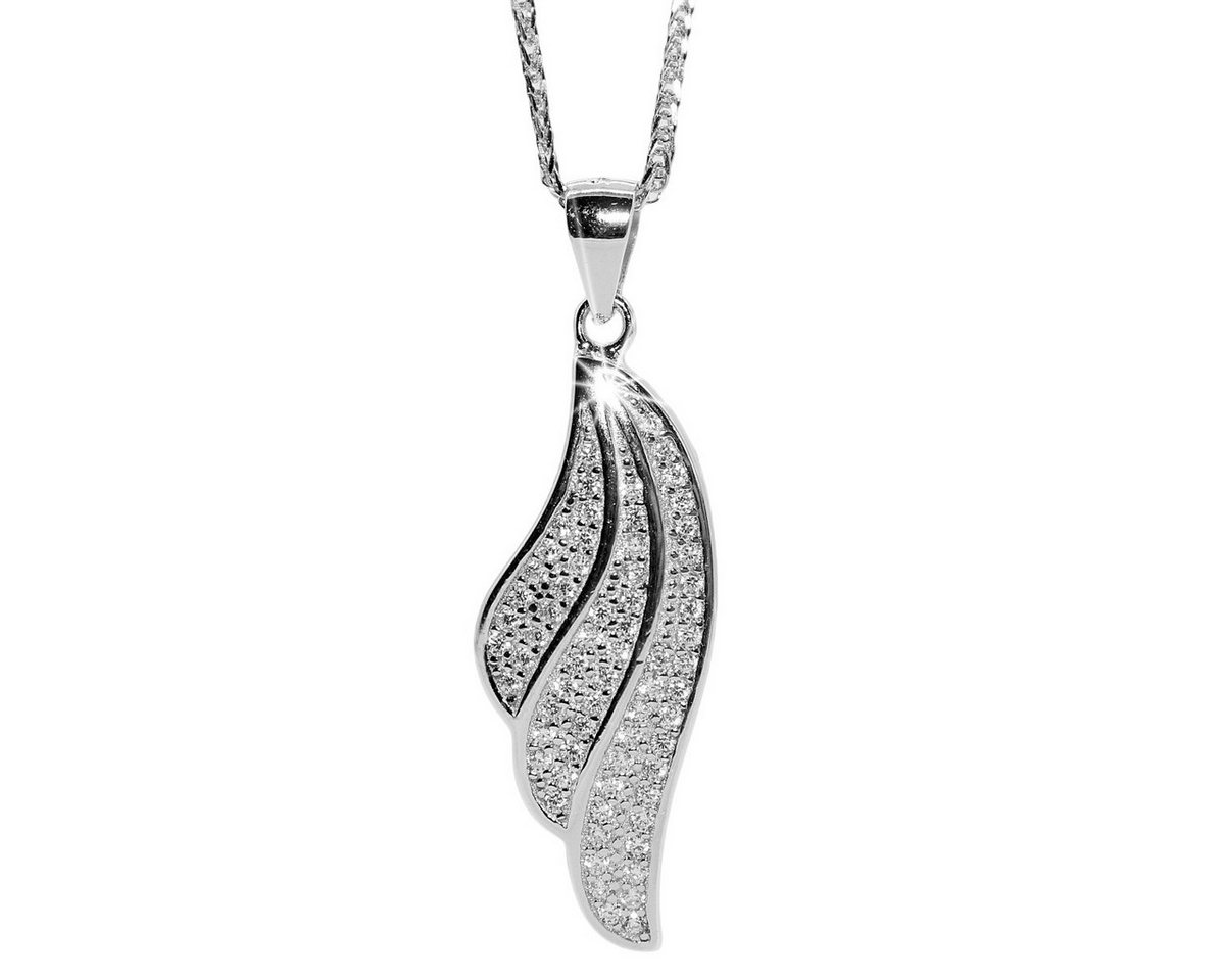 ELLAWIL Silberkette Damen Kette mit Engel Flügel Anhänger Halskette Schmuck Ankerkette (Kettenlänge 50 cm, Sterling Silber 925), inklusive Geschenkschachtel von ELLAWIL