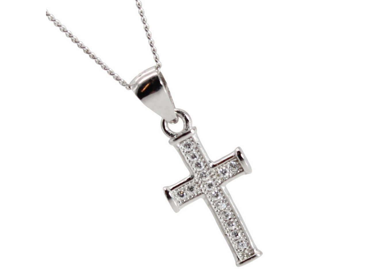 ELLAWIL Silberkette Damen Kette mit Jesus Kreuz Anhänger Halskette Schmuck Ankerkette (Kettenlänge 40 cm, Sterling Silber 925), inklusive Geschenkschachtel von ELLAWIL