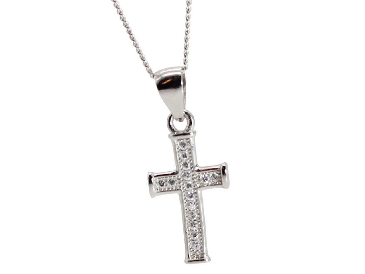 ELLAWIL Silberkette Damen Kette mit Kreuz Anhänger Halskette Schmuck Ankerkette Jesus (Kettenlänge 45 cm, Sterling Silber 925), inklusive Geschenkschachtel von ELLAWIL