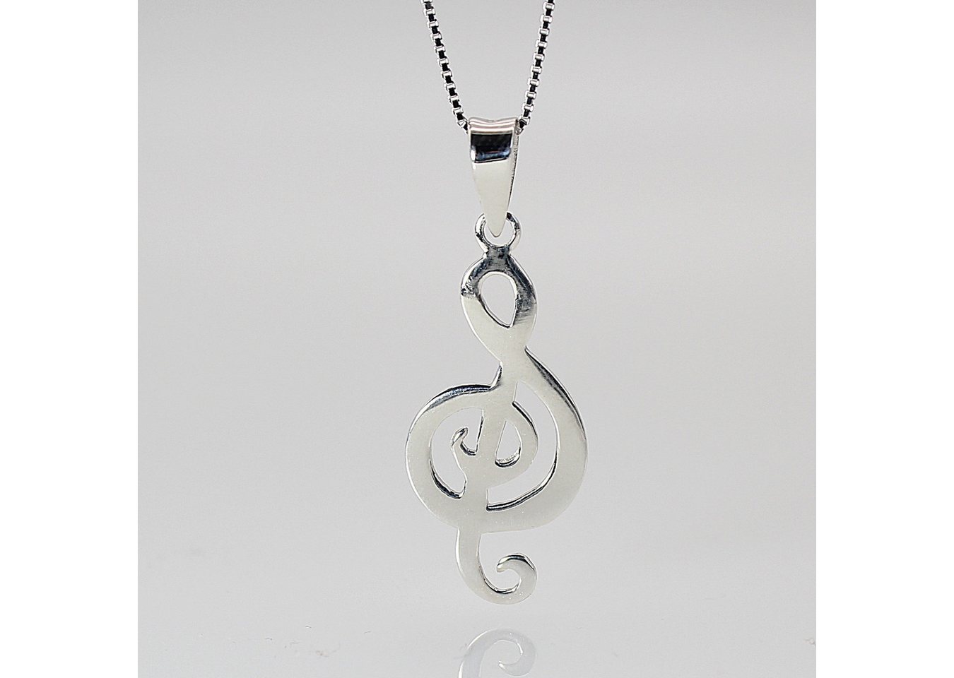 ELLAWIL Silberkette Damen Kette mit Notenschlüssel Anhänger Musik Halskette Ankerkette (Kettenlänge 40 cm, Sterlingsilber 925), inklusive Geschenkschachtel von ELLAWIL