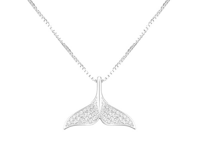 ELLAWIL Silberkette Damen Kette mit Silberanhänger Walflosse Halskette Maritimer Schmuck (Kettenlänge 40 cm verlängerbar um 5 cm, Sterling Silber 925), inklusive Geschenkschachtel von ELLAWIL