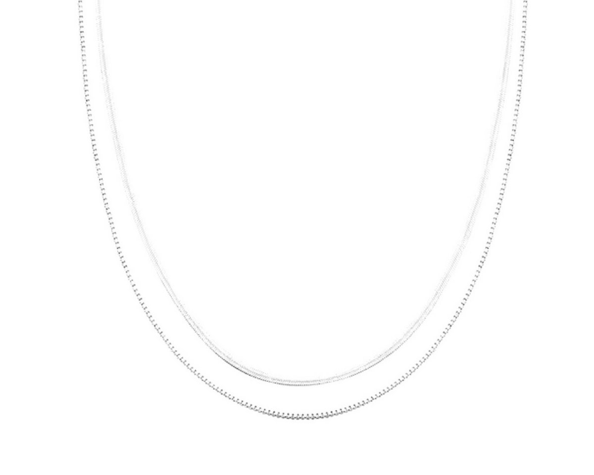 ELLAWIL Silberkette Damenkette doppelreihig Zweierkette Doppelkette Multilayer Kette (GESCHENKIDEE, Sterling Silber 925, Kettenlänge 40 cm verlängerbar um 5 cm), inklusive Geschenkschachtel von ELLAWIL