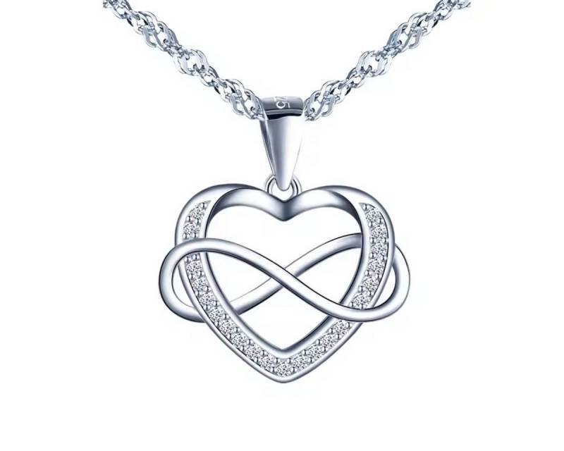 ELLAWIL Silberkette Halskette mit Herz Anhänger Zirkonia Infinity Unendlichkeitssymbol (GESCHENKIDEE, Kettenlänge 40 cm, Sterlingsilber 925), inklusive Geschenkschachtel von ELLAWIL