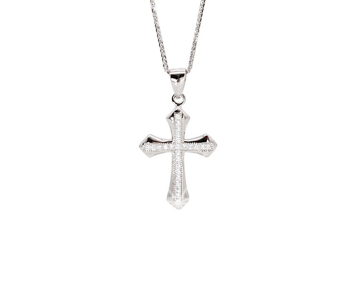 ELLAWIL Kreuzkette Silberkette mit Kreuz Anhänger Kreuzanhänger mit Strasssteinen (Kettenlänge 40 cm, Sterling Silber 925), inklusive Geschenkschachtel von ELLAWIL