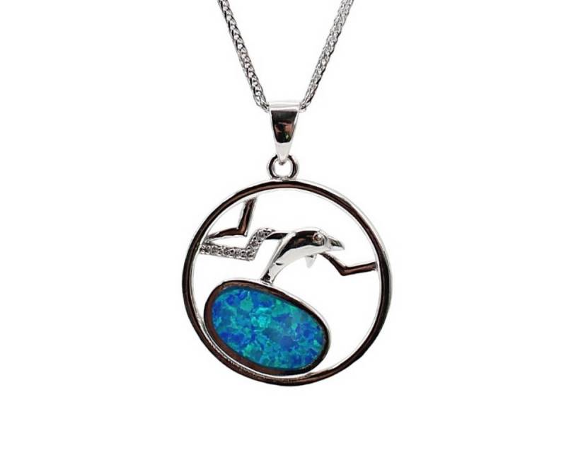 ELLAWIL Silberkette Kette mit Delfin Anhänger Zirkonia Halskette Mädchen Strand & Meer (GESCHENKIDEE, Kettenlänge 50 cm, Sterlingsilber 925), inklusive Geschenkschachtel von ELLAWIL