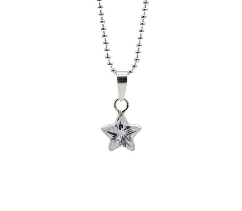 ELLAWIL Silberkette Kette mit Glasstern Anhänger Mädchen Zirkonia Halskette Stern (GESCHENKIDEE, Kettenlänge 40 cm, verlängerbar um 4,5 cm, Sterlingsilber 925), inklusive Geschenkschachtel von ELLAWIL