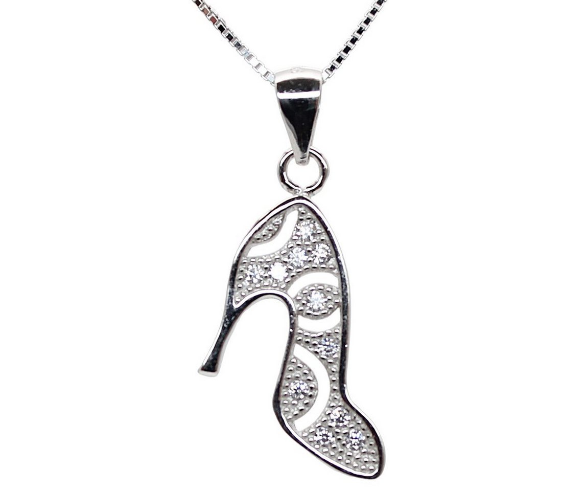 ELLAWIL Silberkette Kette mit High Heels Anhänger Damen Zirkonia Halskette Mädchen (Kettenlänge 45 cm, Sterling Silber 925), inklusive Geschenkschachtel von ELLAWIL