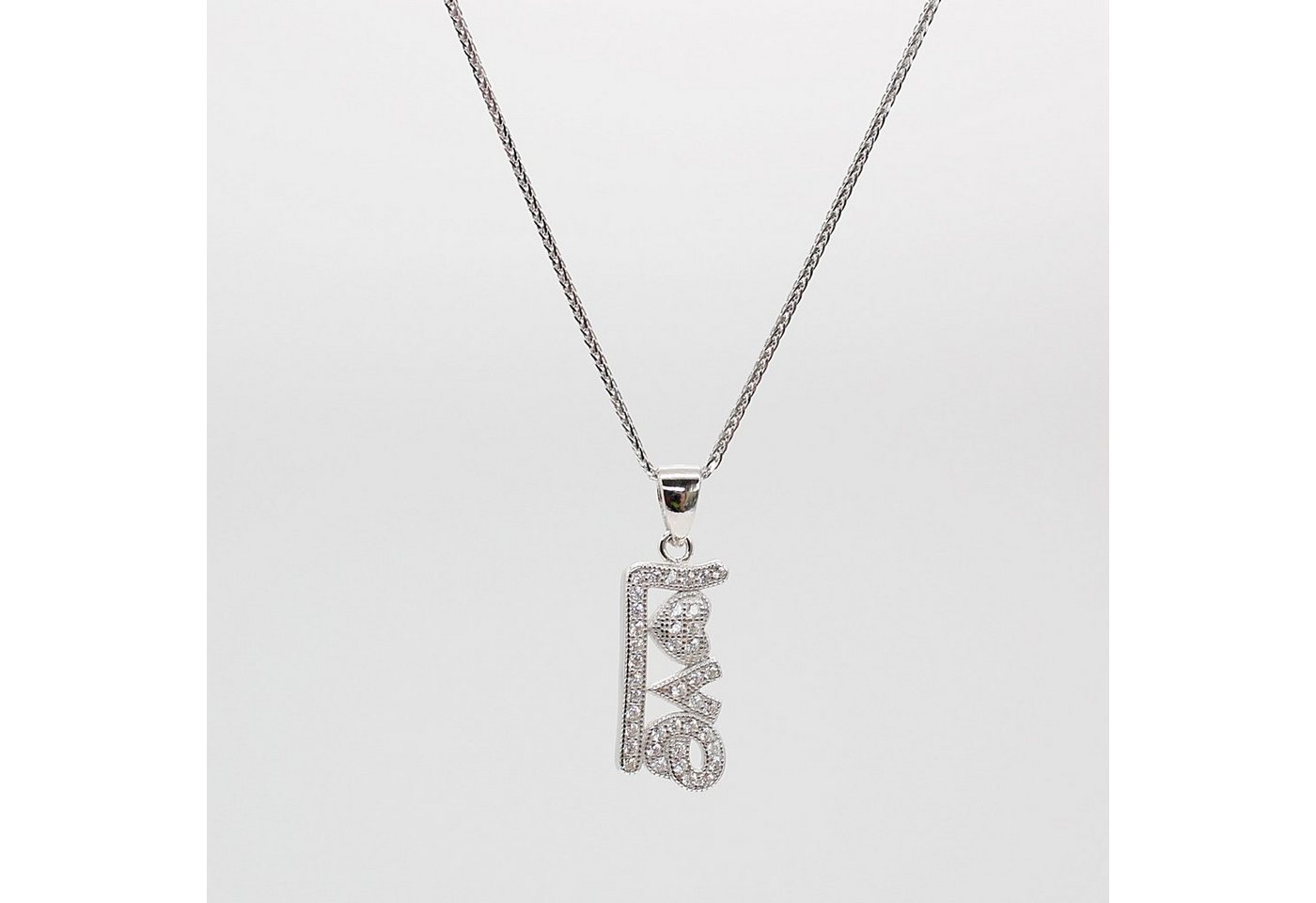 ELLAWIL Silberkette Kette mit Love Inschrift Anhänger Damen Zirkonia Halskette Mädchen (Kettenlänge 45 cm, Sterling Silber 925), inklusive Geschenkschachtel von ELLAWIL