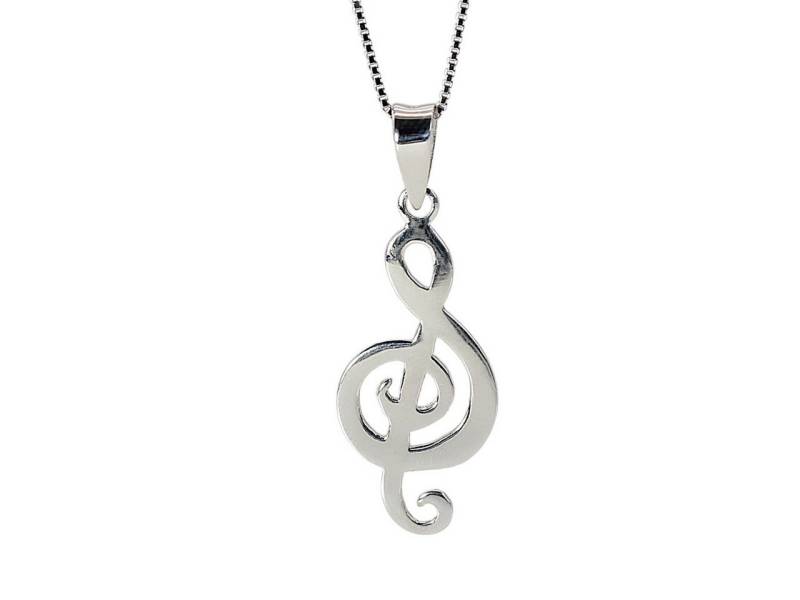 ELLAWIL Silberkette Kette mit Notenschlüssel Anhänger Musik Halskette Mädchen Musiknote (GESCHENKIDEE, Kettenlänge 45 cm, Sterlingsilber 925), inklusive Geschenkschachtel von ELLAWIL
