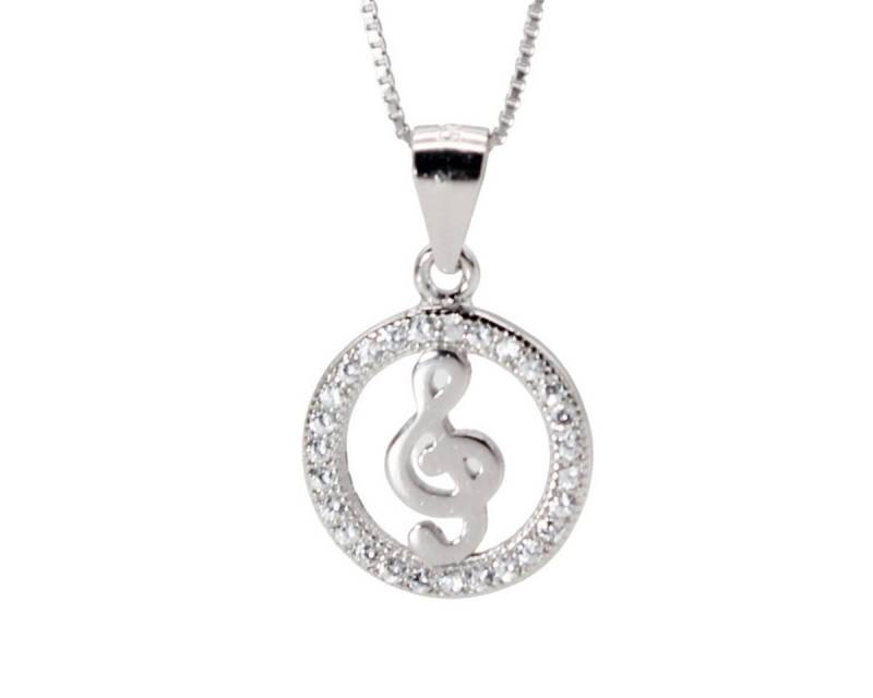 ELLAWIL Silberkette Kette mit Notenschlüssel Anhänger Musik Note Violinschlüssel Mädchen (GESCHENKIDEE, Kettenlänge 40 cm, Sterlingsilber 925), inklusive Geschenkschachtel von ELLAWIL