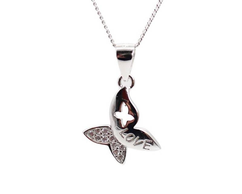 ELLAWIL Silberkette Kette mit Schmetterlings Anhänger Halskette Schmuck Mädchen Butterfly (GESCHENKIDEE, Valentinstag, Kettenlänge 40 cm, Sterlingsilber 925), inklusive Geschenkschachtel von ELLAWIL