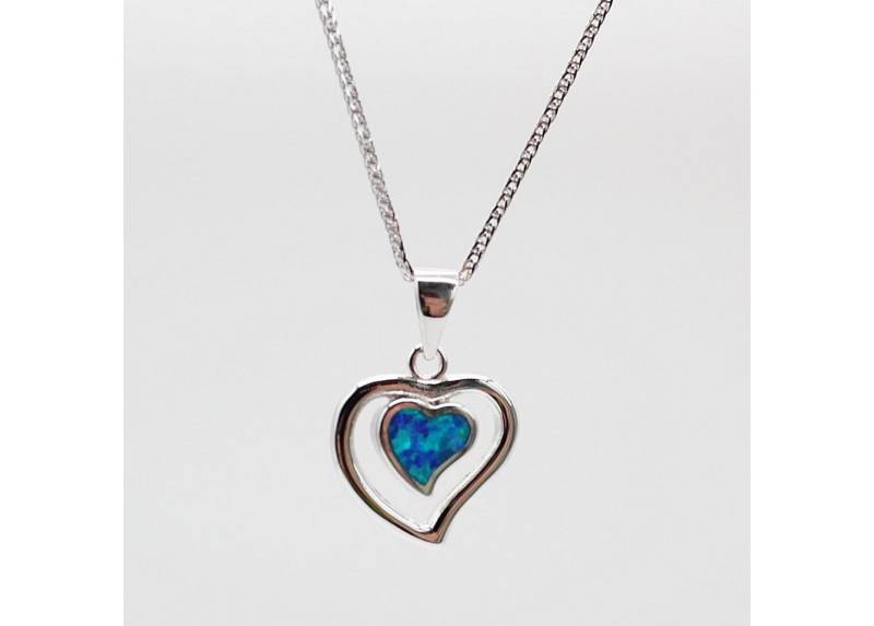 ELLAWIL Silberkette Kette mit blauen Herz Anhänger Damen Zirkonia Halskette Mädchen türkis (Kettenlänge 45 cm, Sterling Silber 925), inklusive Geschenkschachtel von ELLAWIL