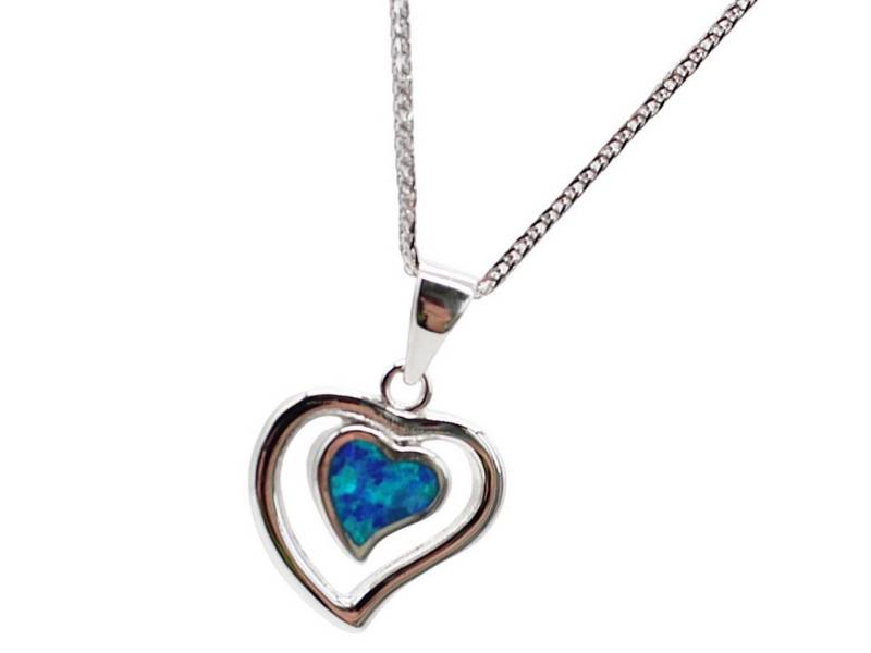 ELLAWIL Silberkette Kette mit blauen Herz Anhänger Damen Zirkonia Halskette Mädchen türkis (Kettenlänge 45 cm, Sterling Silber 925), inklusive Geschenkschachtel von ELLAWIL