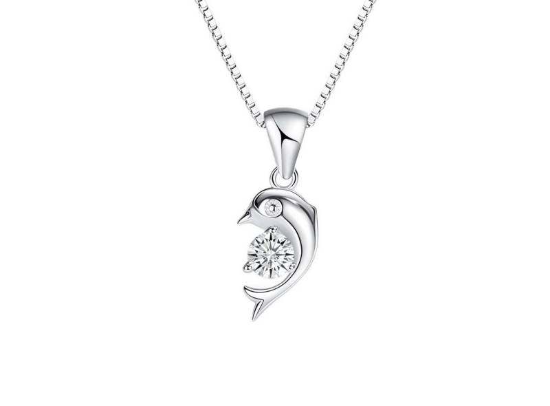 ELLAWIL Silberkette Silberkette Damen Kette mit Delfin Anhänger maritime Halskette Mädchen (Kettenlänge 40 cm, Sterling Silber 925), inklusive Geschenkschachtel von ELLAWIL