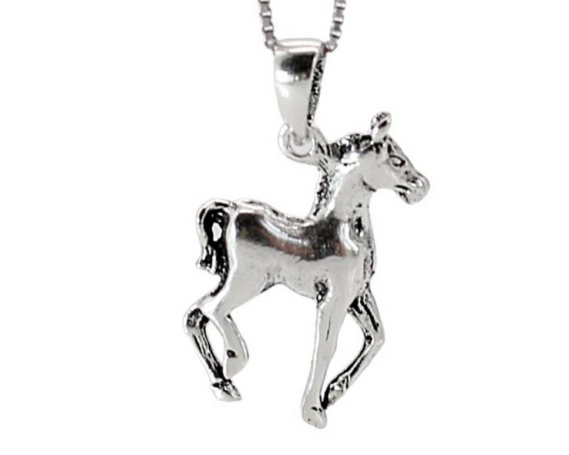 ELLAWIL Silberkette Silberkette mit Pferde Anhänger Halskette Mädchen Tieranhänger (GESCHENKIDEE, Kettenlänge 50 cm, Sterlingsilber 925), inklusive Geschenkschachtel von ELLAWIL