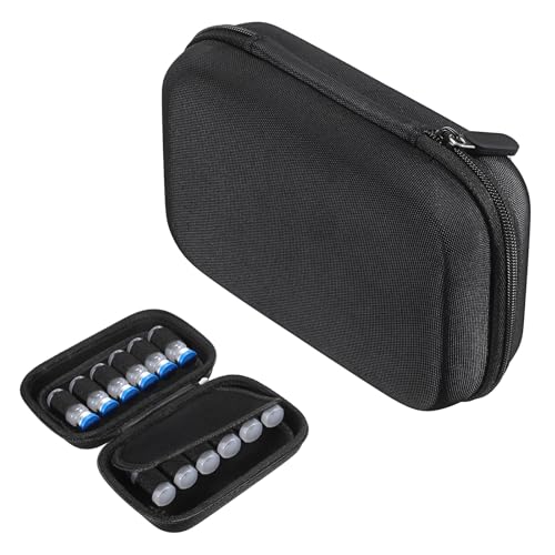ELLDOO Insulin-Kühlschrank-Aufbewahrungsbox, 12 Fächer, Insulinfläschchen-Organizer, Tasche, passend für Standard-10 ml U-100-Ampullen, Schwarze Reiseetui, Flaschen-Organizer, zuverlässiger von ELLDOO