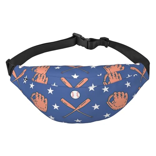 Baseball-Softball-Sport-Spielbälle, Handschuhe, Fledermaushelm-Muster, Hüfttasche zum Laufen, Bauchtasche für Damen und Herren, Crossbody-Gürteltasche, Bauchtasche, mehrfarbig, Einheitsgröße, von ELMAIN