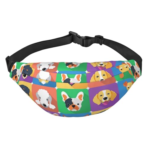 Bauchtasche für Hunde, Schäferhund, Terrier, Labrador, Haustiere, Illustration, Hüfttasche zum Laufen, Bauchtasche für Damen und Herren, Crossbody-Gürteltasche, mehrfarbig, Einheitsgröße, Kuriertasche von ELMAIN