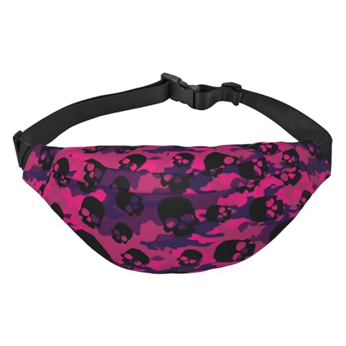 Bauchtasche mit Camouflage-Totenkopf-Muster, für Herren und Damen, wasserdicht, Sport-Hüfttasche, Gürteltasche für Reisen, Wandern, Laufen, mehrfarbig, Einheitsgröße, Kuriertasche von ELMAIN