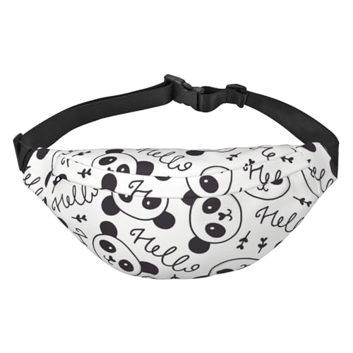 Bauchtasche mit Panda- und Schriftzug-Doodles, niedliches Muster, zum Laufen, Bauchtasche für Damen und Herren, Crossbody-Gürteltasche, mehrfarbig, Einheitsgröße, Kuriertasche von ELMAIN