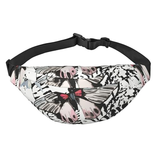 Bauchtasche mit exotischem Schmetterling, tropische Orchidee, Blumen, zum Laufen, Bauchtasche für Damen und Herren, Crossbody-Gürteltasche, Bauchtasche, mehrfarbig, Einheitsgröße, Kuriertasche von ELMAIN