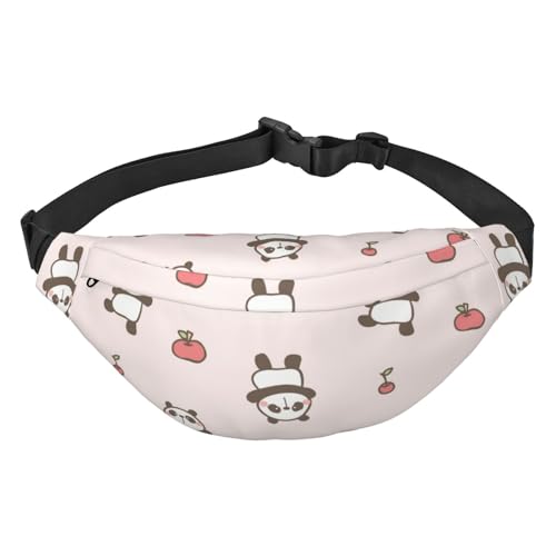 Bauchtasche mit niedlichem Cartoon-Panda- und Obst-Design, zum Laufen, für Damen und Herren, Crossbody-Gürteltasche, mehrfarbig, Einheitsgröße, Kuriertasche von ELMAIN