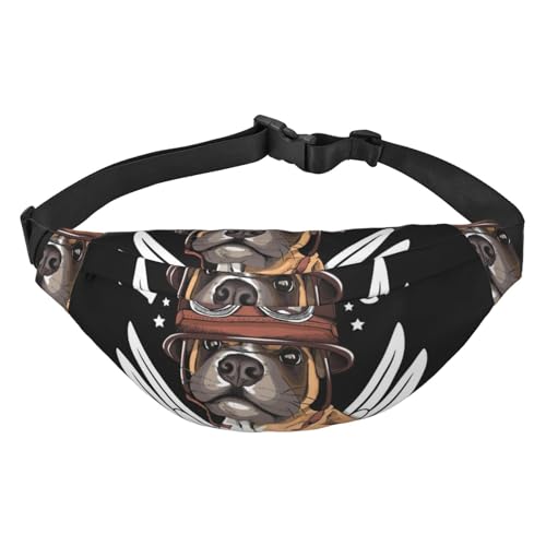 Boxer Hund im Biker Helm Hüfttasche zum Laufen Bauchtasche für Damen und Herren Crossbody Gürteltasche Bauchtasche, mehrfarbig, Einheitsgröße, Kuriertasche von ELMAIN