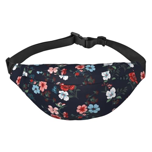 Bunte Blumen Blumenmuster Bauchtaschen für Damen Herren Hüfttasche Umhängetasche Gürteltasche für Workout Laufen Reisen, mehrfarbig, Einheitsgröße, Kuriertasche von ELMAIN