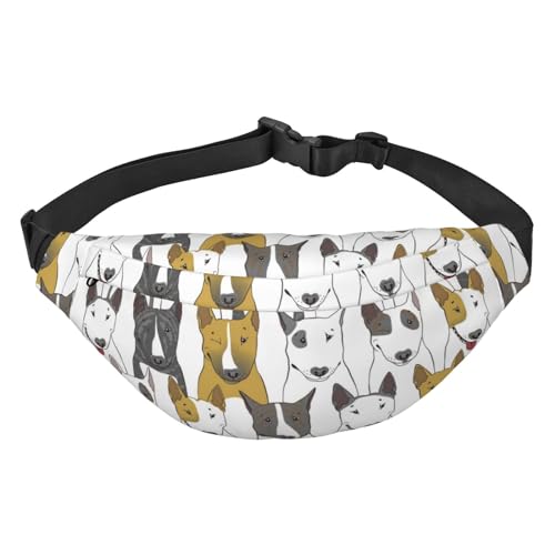 Bunte Bullterrier Muster Taille Gürteltasche für Damen Herren Bauchtasche Crossbody Tasche für Reisen Laufen Gürteltasche Bauchtasche, mehrfarbig, Einheitsgröße, Kuriertasche von ELMAIN