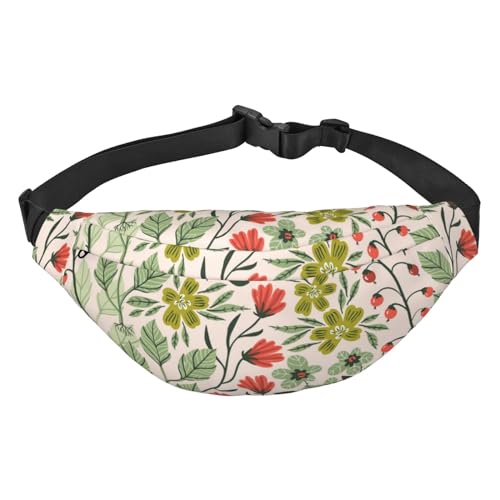 Bunte Sommer-Pflanzen und Blumen Crossbody Bauchtasche für Damen Herren Mode Gürteltasche für Wandern Laufen Reisen, mehrfarbig, Einheitsgröße, Kuriertasche von ELMAIN