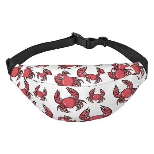 Cartoon Rote Krabbe Muster Gürteltasche für Männer Modische Crossbody Fanny Pack für Frauen Hüfttasche mit verstellbarem Gurt, mehrfarbig, Einheitsgröße, Kuriertasche von ELMAIN