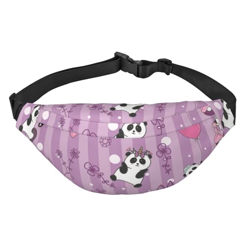 Cartoon Tier Niedlich Panda Muster Set Gürteltasche für Männer Modische Crossbody Fanny Pack für Frauen Hüfttasche mit verstellbarem Riemen, mehrfarbig, Einheitsgröße, Kuriertasche von ELMAIN