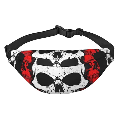 Coole Totenkopf-Gürteltasche für Damen und Herren, Bauchtasche, Crossbody-Tasche für Reisen, Laufen, Gürteltasche, Bauchtasche, mehrfarbig, Einheitsgröße, Kuriertasche von ELMAIN