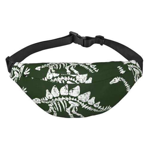 Dinosaurs-Skull Fanny Pack Crossbody Taschen für Männer Frauen, Gürteltasche Hüfttasche Tasche für Laufen Wandern Sport, mehrfarbig, Einheitsgröße, Kuriertasche von ELMAIN