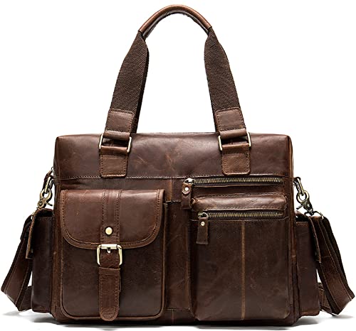 ELMAIN Leder Duffle Bags for Men, Travel Bag, Weekend Cabin Duffel Bag, Large capacity One-shoulder Handtasche Outdoor Reise Carry-on Luggage Bag coffee von ELMAIN