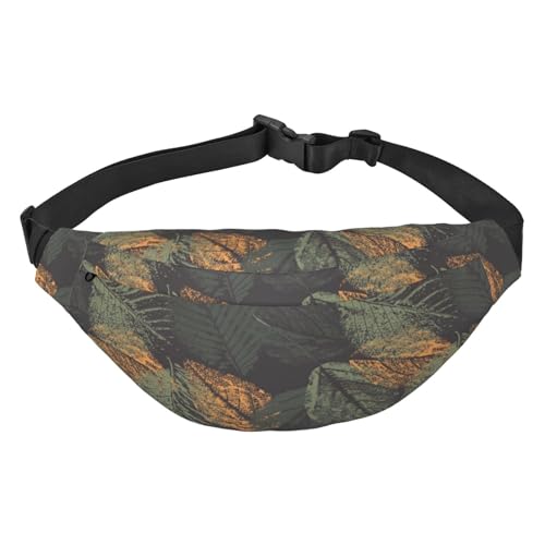 Faded Leaves Prints Pattern Fanny Pack for Men Women, Waterproof Sports Waist Bag Pack, Belt Bag for Travel Hiking Running, mehrfarbig, Einheitsgröße, Kuriertasche von ELMAIN