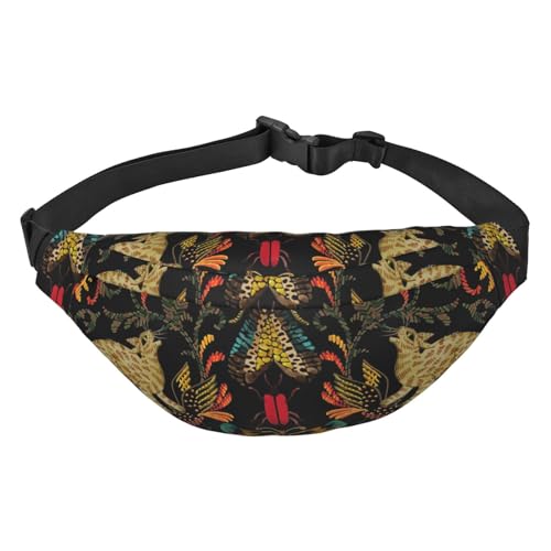 Fantasy Animals Cats Firebirds and Birds Crossbody Fanny Pack for Women Men Fashion Waist Pack Belt Bag for Hiking Running Travel, mehrfarbig, Einheitsgröße, Kuriertasche von ELMAIN