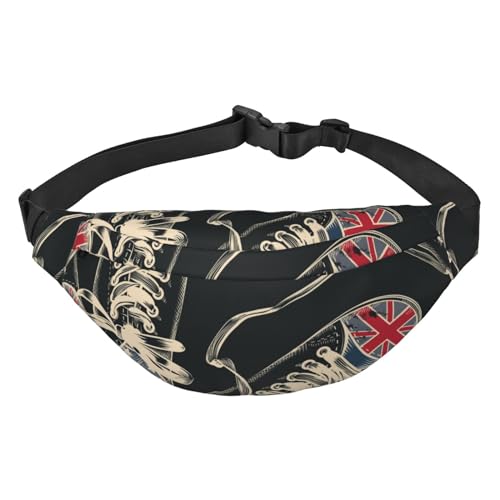 Fashion Sports Boots British and USA Flags Print Fanny Pack Crossbody Bags for Men Women, Belt Bag Waist Pack Bag for Running Hiking Sports, mehrfarbig, Einheitsgröße, Kuriertasche von ELMAIN