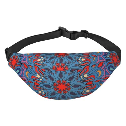 Floral Mandala Pattern Crossbody Fanny Pack for Women Men Fashion Waist Pack Belt Bag for Hiking Running Travel, mehrfarbig, Einheitsgröße, Kuriertasche von ELMAIN