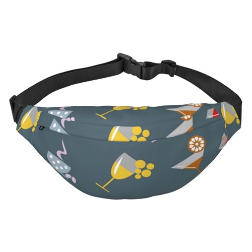 Food and Drink Patterns Crossbody Fanny Pack for Women Men Fashion Waist Pack Belt Bag for Hiking Running Travel, mehrfarbig, Einheitsgröße, Kuriertasche von ELMAIN