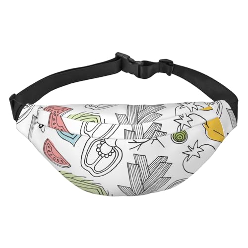 Fun Vegetables Pattern Fanny Pack for Men Women, Waterproof Sports Waist Bag Pack, Belt Bag for Travel Hiking Running, mehrfarbig, Einheitsgröße, Kuriertasche von ELMAIN