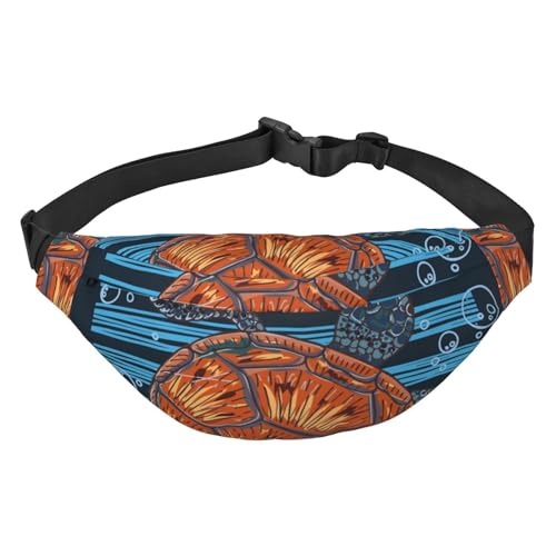 Gold Sea Turtle Waist Pack for Running Fanny Pack for Women and Men Crossbody Belt Bag Bum Bag, mehrfarbig, Einheitsgröße, Kuriertasche von ELMAIN