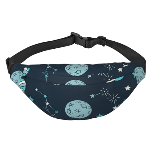 Hand Drawn Space Elements Hüfttasche zum Laufen Bauchtasche für Damen und Herren Crossbody Gürteltasche Bauchtasche, mehrfarbig, Einheitsgröße, Kuriertasche von ELMAIN