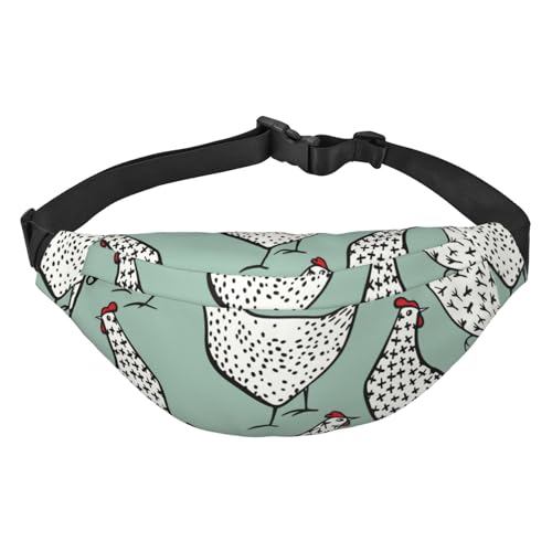 Hand gezeichnete Huhn Muster Taille Gürtel Tasche für Frauen Männer, Fanny Pack Crossbody Tasche für Reisen Laufen Gürteltasche Bauchtasche, mehrfarbig, Einheitsgröße, Kuriertasche von ELMAIN