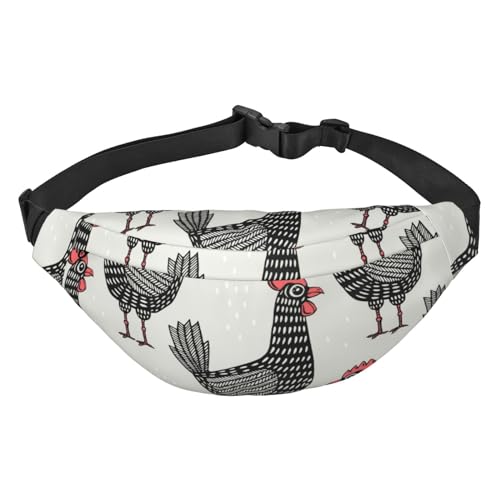 Huhn Muster Hüfttasche zum Laufen Bauchtasche für Damen und Herren Crossbody Gürteltasche Bauchtasche, mehrfarbig, Einheitsgröße, Kuriertasche von ELMAIN