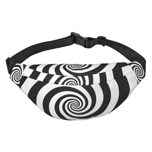 Hypnotic Psychedelic Spiral Stripes Fanny Pack for Men Women, Waist Bag for Hiking Running Biking Gym Outdoor Sports Travel Belt Bag, mehrfarbig, Einheitsgröße, Kuriertasche von ELMAIN