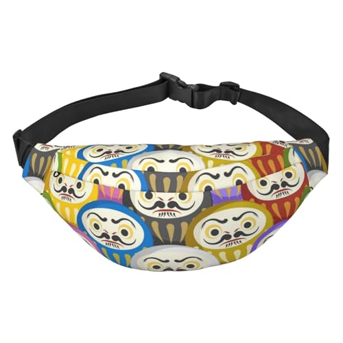 Japanische Daruma Puppen Muster Taille Gürtel Tasche für Frauen Männer Fanny Pack Crossbody Tasche für Reisen Laufen Gürteltasche Bauchtasche, mehrfarbig, Einheitsgröße, Kuriertasche von ELMAIN