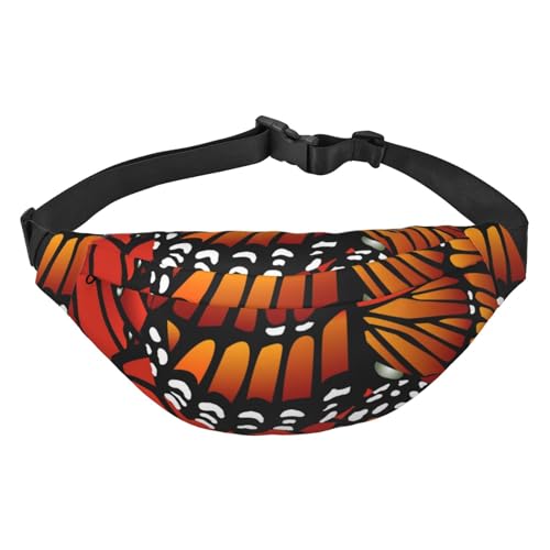 Monarch Butterfly Pattern Wings Crossbody Fanny Pack for Women Men Fashion Waist Pack Belt Bag for Hiking Running Travel, mehrfarbig, Einheitsgröße, Kuriertasche von ELMAIN