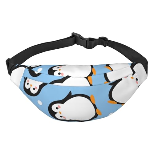 Nette Cartoon Pinguine Taille Gürtel Tasche für Frauen Männer, Fanny Pack Crossbody Tasche für Reisen Laufen Gürteltasche Bauchtasche, mehrfarbig, Einheitsgröße, Kuriertasche von ELMAIN