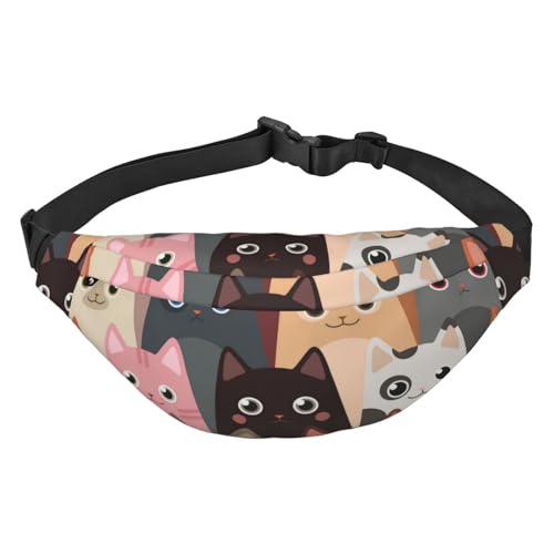 Nette Katzen Muster Bunte Tiere Taille Gürtel Tasche für Frauen Männer, Fanny Pack Crossbody Tasche für Reisen Laufen Gürteltasche Bauchtasche, mehrfarbig, Einheitsgröße, Kuriertasche von ELMAIN